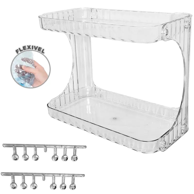 ORGANIZADOR PRATELEIRA DUPLA DE PLASTICO PET FLEXIVEL RETANGULAR 28X21,5X14CM