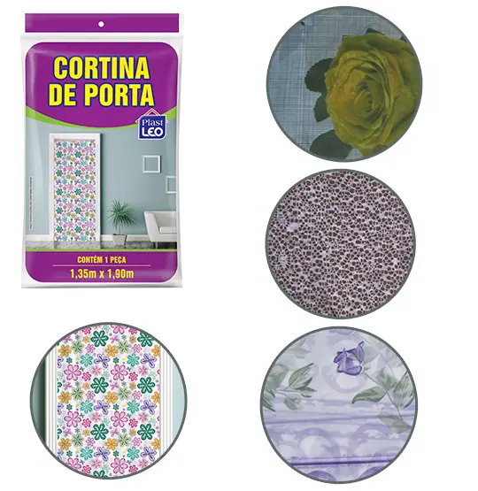 CORTINA DE PORTA DE PLASTICO PE ESTAMPAS SORTIDAS 190X135CM