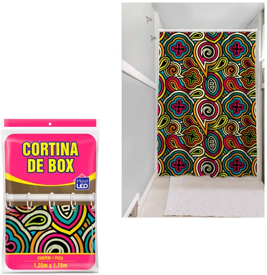 CORTINA DE BOX DE PLASTICO PE ESTAMPAS SORTIDAS 178X135CM