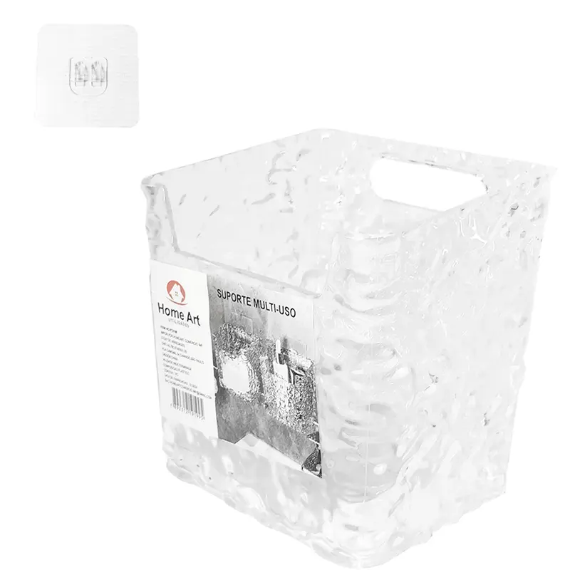 CAIXA ORGANIZADOR DE PLASTICO RETANGULAR AUTOADESIVO 10,5X10X8,5CM