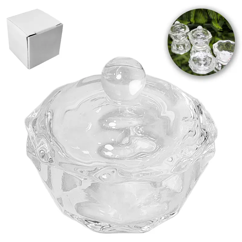 MINI CASTICAL LAMBRANCINHA DE VIDRO OITAVADO COM TAMPA 3,9X3,9CM DE Ø