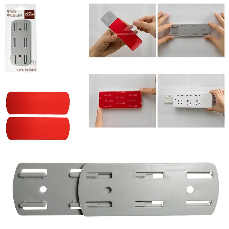 CABIDE GANCHO SUPORTE DE PLASTICO AUTOADESIVO MACHO E FEMEA 2 PECAS 10X4CM