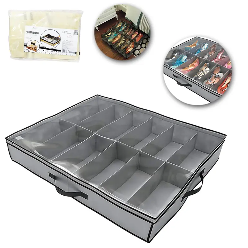 ORGANIZADOR DE POLIESTER / TNT DOBRAVEL PARA SAPATOS 12 DIVISORIAS 72X58X14,5CM