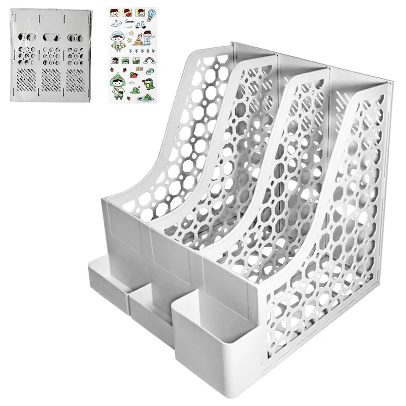 ORGANIZADOR DE MESA DE ESCRITORIO DE PLASTICO COM 6 DIVISORIAS + ADESIVO 32X31X25CM