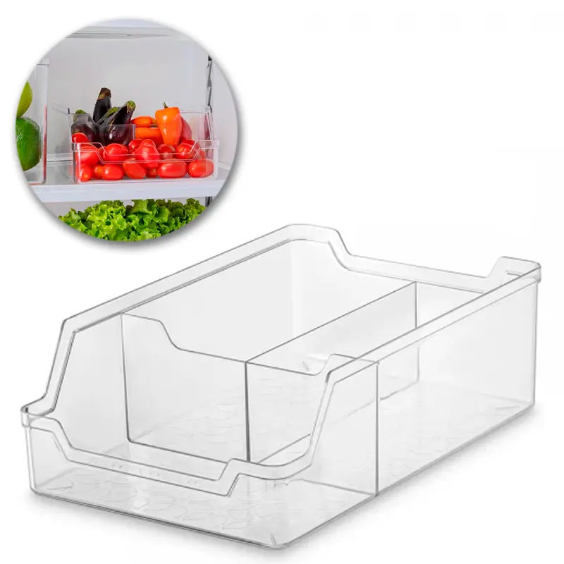 ORGANIZADOR DE ACRILICO RETANGULAR COM 3 DIVISORIAS TRANSPARENTE 28X18X9CM