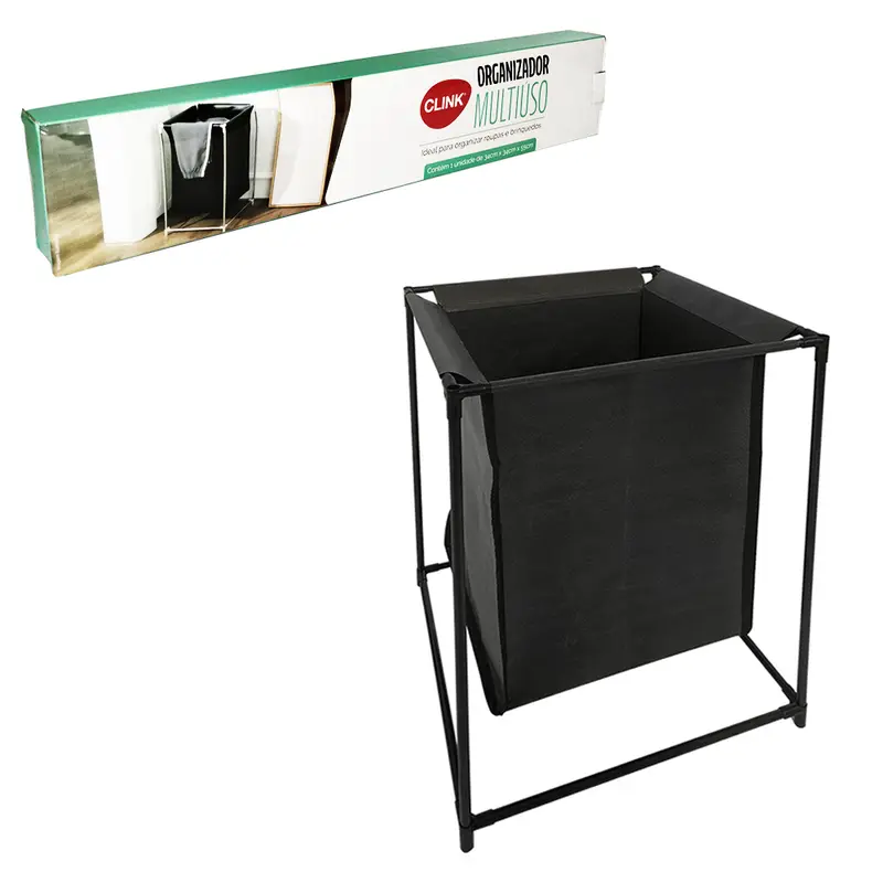 CESTO ORGANIZADOR DE PVC / TNT COM SUPORTE 55X34X34CM