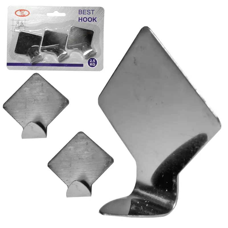 CABIDE GANCHO DE INOX AUTOADESIVO COM 3 PECAS 5X5X2CM