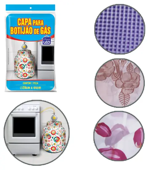 CAPA DE PLASTICO PARA BOTIJAO ESTAMPAS SORTIDAS 44X29CM DE Ø
