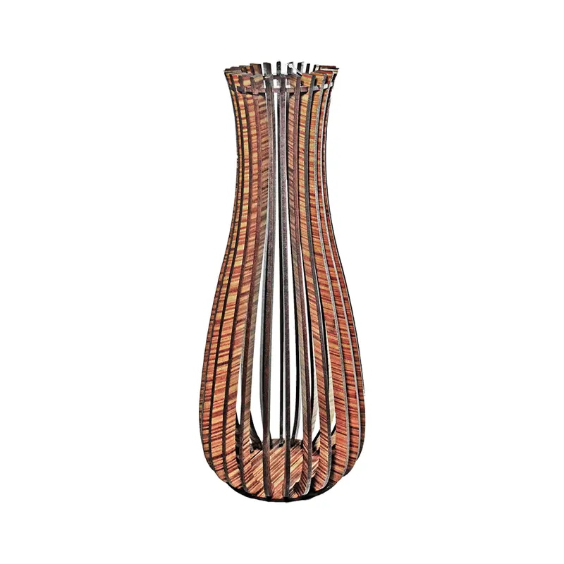 VASO DECORATIVO DE MADEIRA ARTESANAL P 20CM