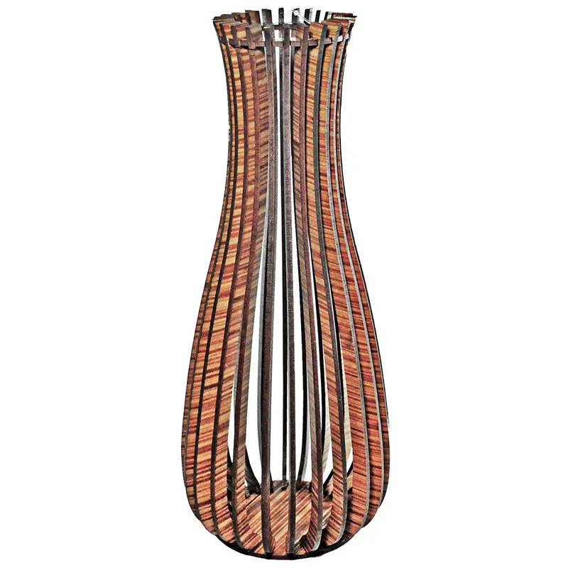 VASO DECORATIVO DE MADEIRA ARTESANAL G 30CM