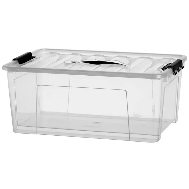 CAIXA ORGANIZADOR CONTAINER DE PLASTICO RETANGULAR COM TAMPA + ALCA Nº7 20L 46X31,5X18,5CM