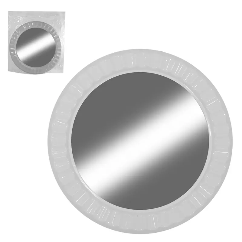 ESPELHO DE PENDURAR EMOLDURADO REDONDO BRANCO 38,5CM DE Ø