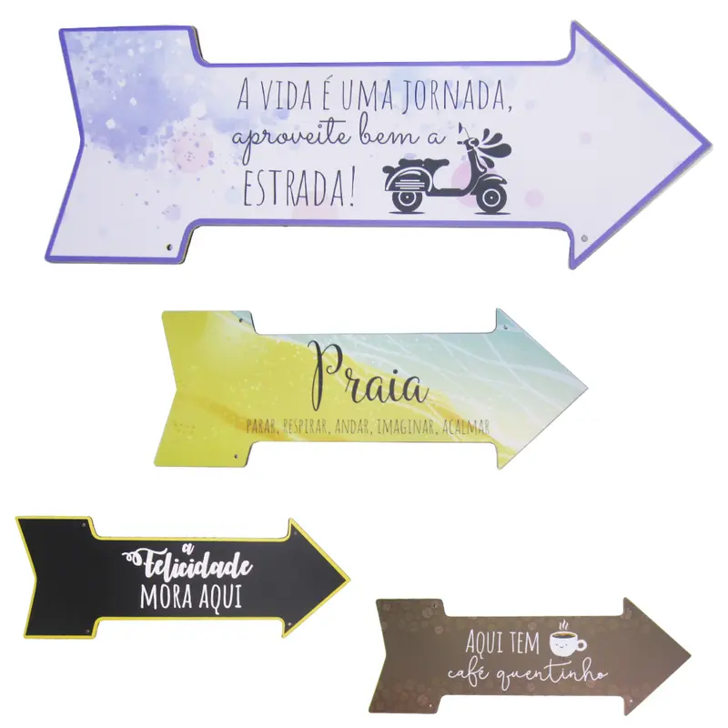 ENFEITE SETA DE MADEIRA MDF FRASES SORTIDAS 40X15CM