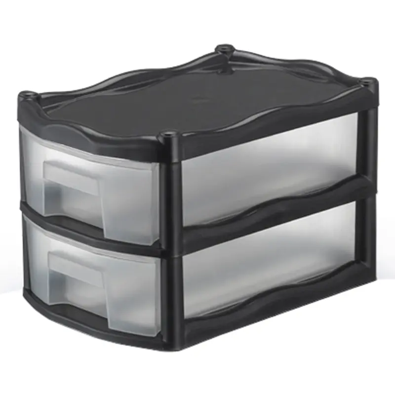 GAVETEIRO ORGANIZADOR DE PLASTICO COM 2 GAVETAS PRETO 28X18,5X17,5CM