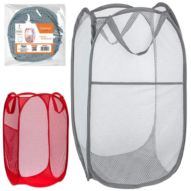 CESTO ORGANIZADOR DE POLIESTER DOBRAVEL TELADO COM ALCA 50X30CM