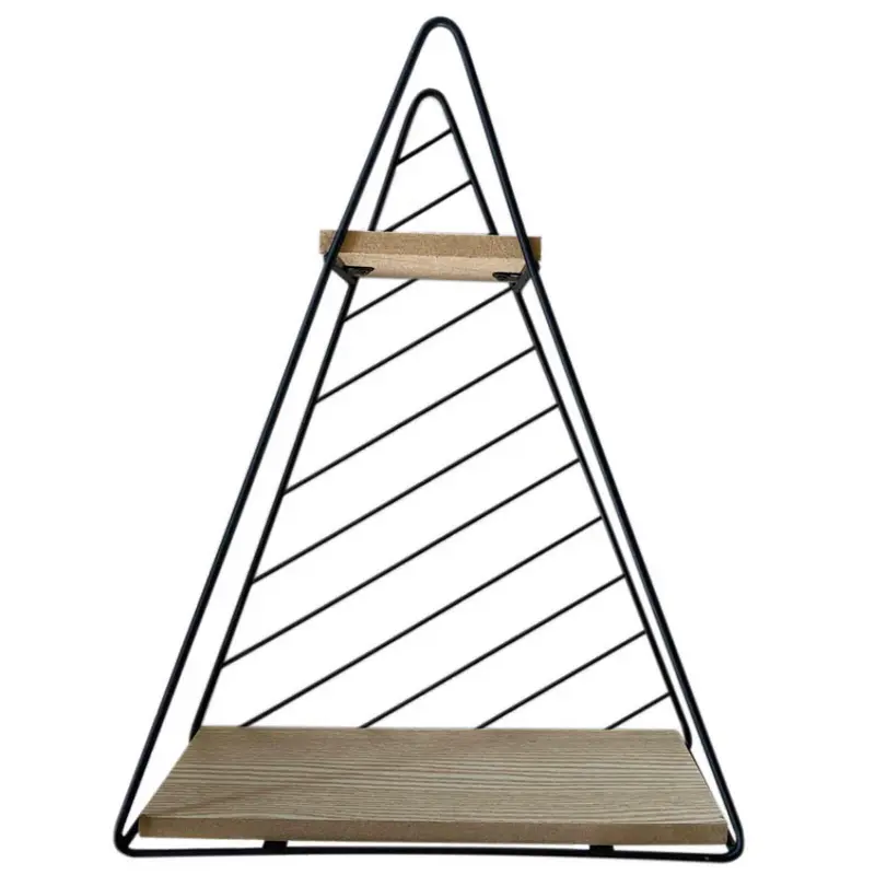 PRATELEIRA DECORATIVA TRIANGULAR DUPLA ARAMADO / MADEIRA BLACK 33X25X9,5CM