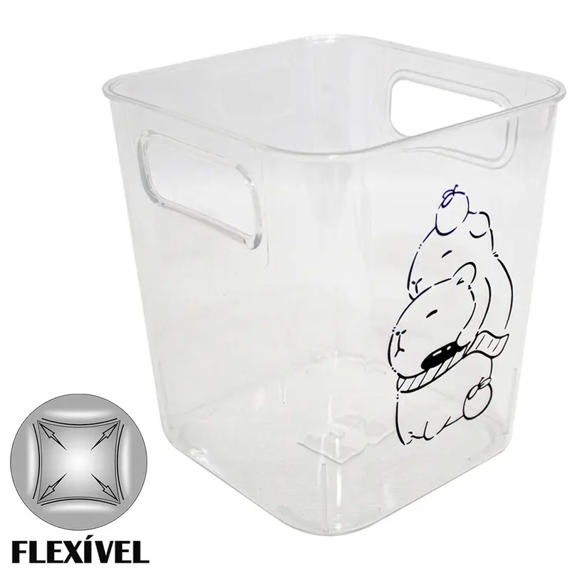 ORGANIZADOR DE PLASTICO PET FLEXIVEL QUADRADO CAPIVARA COM ALCA 17X15,5CM