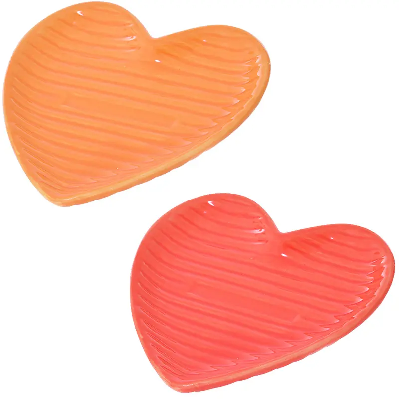 ENFEITE PORTA JOIAS CORACAO DE PORCELANA COLORS 13,5X13X2CM