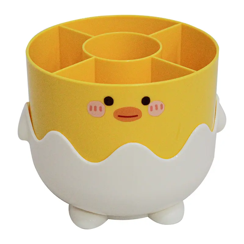 ORGANIZADOR DE MESA / PORTA CANETA / LAPIS DE PLASTICO PATO COM 5 CAVIDADES 11,5X13,5CM DE Ø