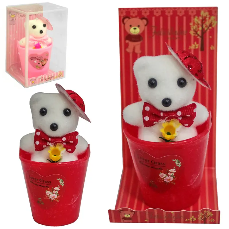 ENFEITE VASO DE PLASTICO COM URSO 9,5X5CM DE Ø DP PLAY