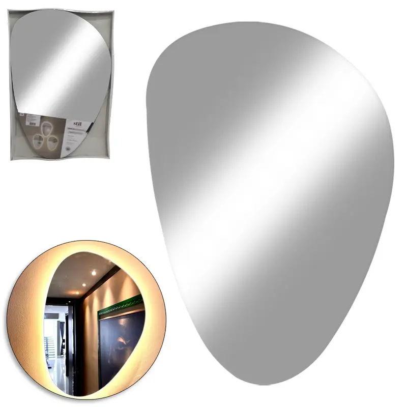 ESPELHO DE PENDURAR PEDRA DECORATIVO COM TOUCH + LED E CABO USB 59X39CM