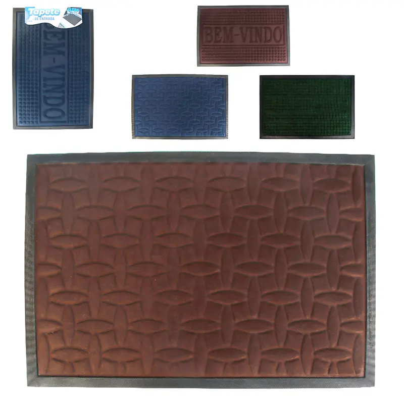TAPETE CAPACHO DE PISO DE VELUDO RETANGULAR EMBORRACHADO CLEAN TECH 60X40CM