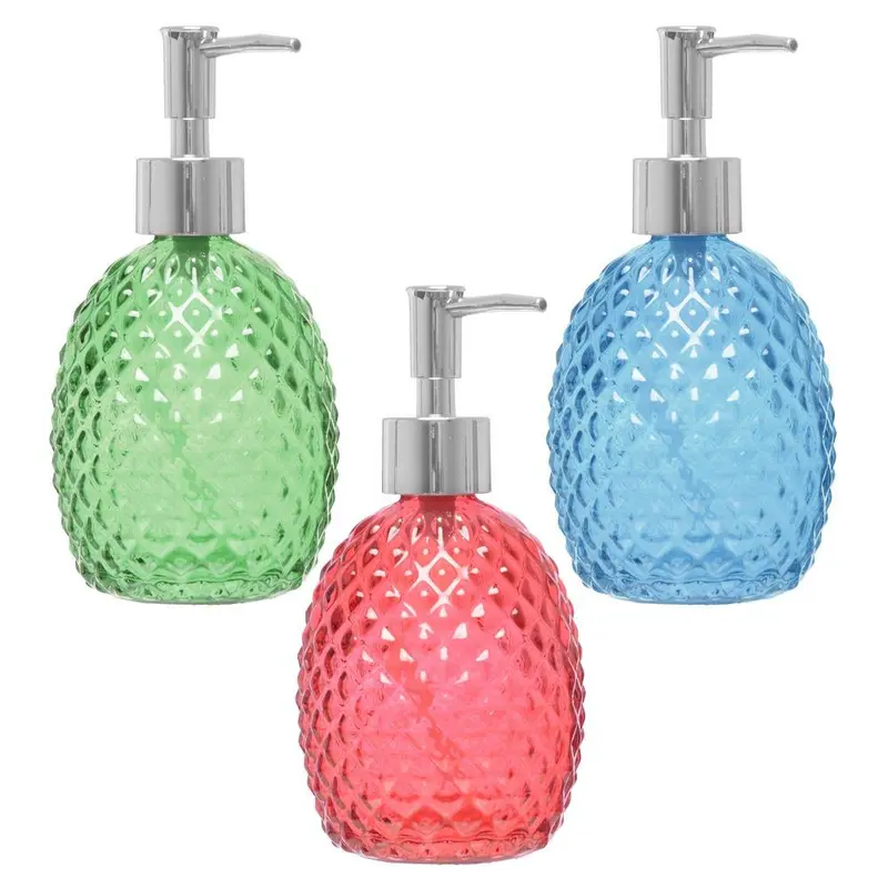PORTA SABONETE LIQUIDO DE VIDRO REDONDO TRANSCOLOR 400ML