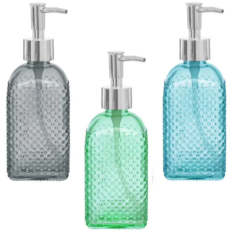 PORTA SABONETE LIQUIDO DE VIDRO QUADRADO TRANSCOLOR 400ML