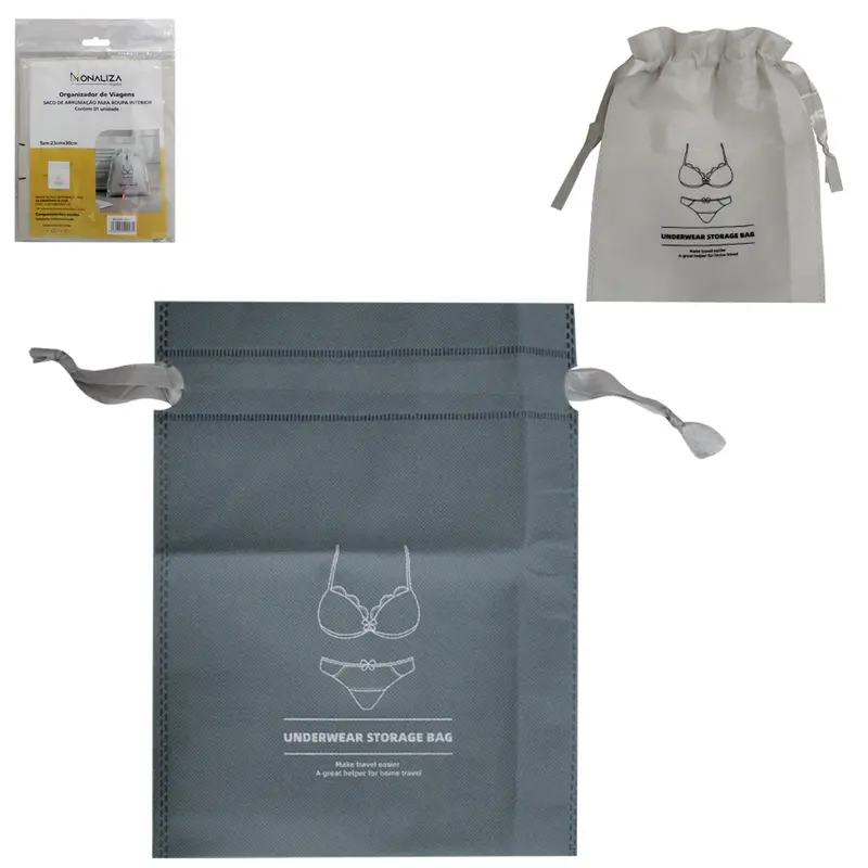 ORGANIZADOR DE VIAGENS SACO DE ARRUMACAO PARA ROUPA INTERIOR INTIMA DE TNT 23X30CM