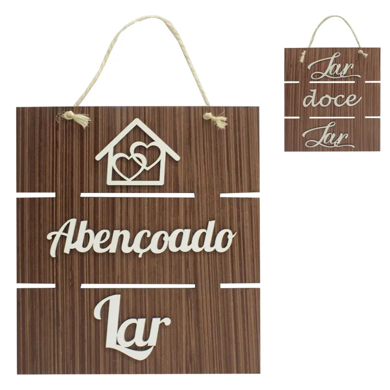 ENFEITE PLACA DE MADEIRA FRASES PARA PENDURAR 28X25CM