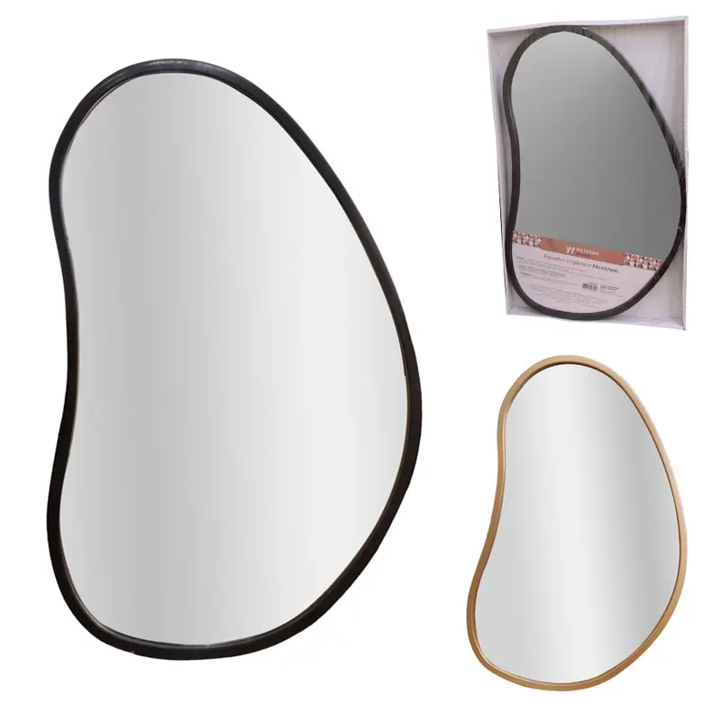 ESPELHO ORGANICO MONTREAL DE PENDURAR EMOLDURADO BLACK / METALIZADO DOURADO 59X39CM