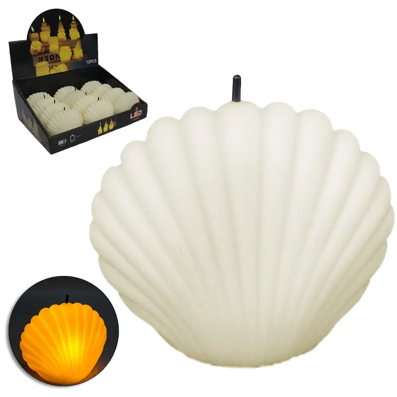 VELA DECORATIVA ELETRONICA DE LED CONCHA A BATERIA 8X7,5X4,5CM DP PLAY