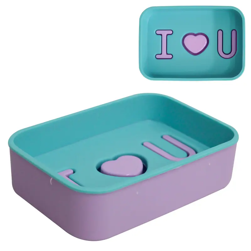SABONETEIRA DE PIA DE PLASTICO RETANGULAR I LOVE YOU 13X9X3,5CM