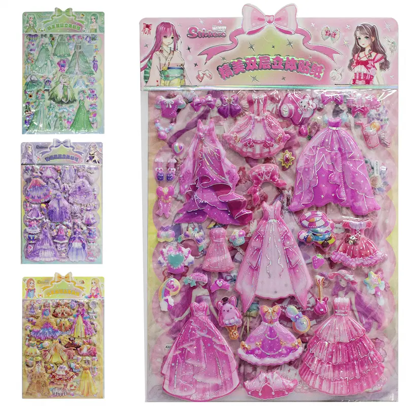 CARTELA DE ADESIVOS DUPLA PARA MONTAR MENINA 30X20CM