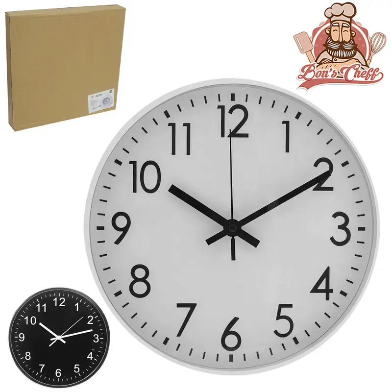 RELOGIO DE PAREDE REDONDO BRANCO / PRETO 29CM DE Ø