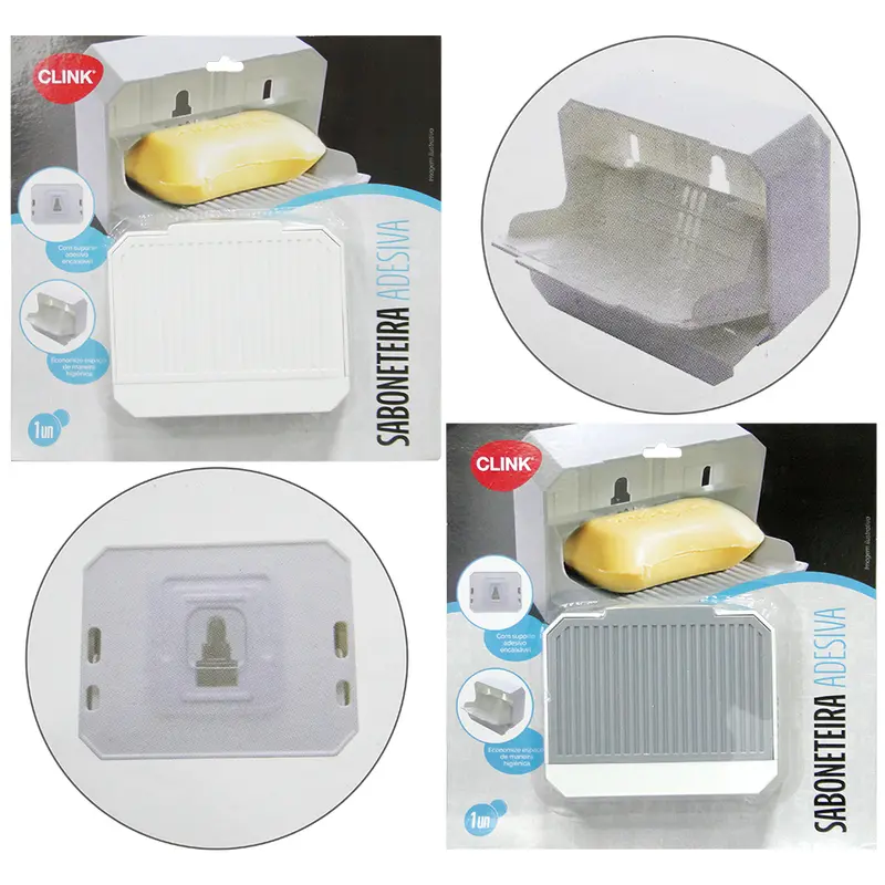 SABONETEIRA DE PAREDE DE PLASTICO COM AUTOADESIVO COLORS 12X9,8X4,5CM NA CARTELA