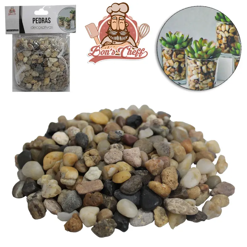 ENFEITE PEDRA DECORATIVA DE RIO PEQUENA 500G
