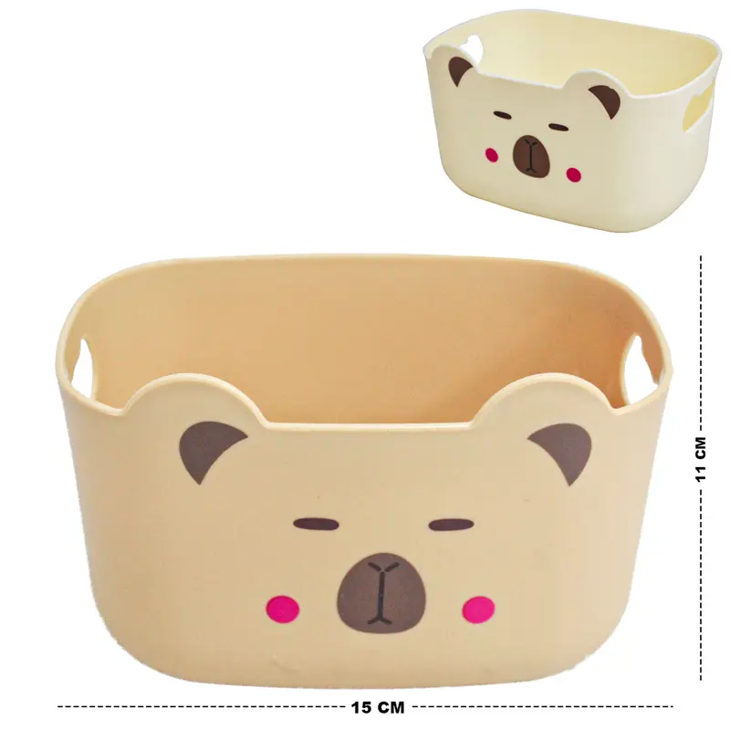CESTO ORGANIZADOR PORTA TRECO DE PLASTICO RETANGULAR CAPIVARA COM ALCA 15X11X9,5CM