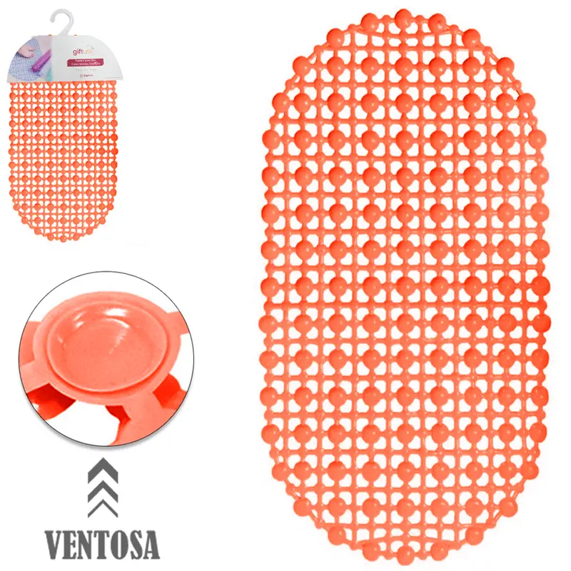 TAPETE DE PISO DE PVC OVAL PARA BANHEIRO COM VENTOSA DAY BY DAY 61X33CM