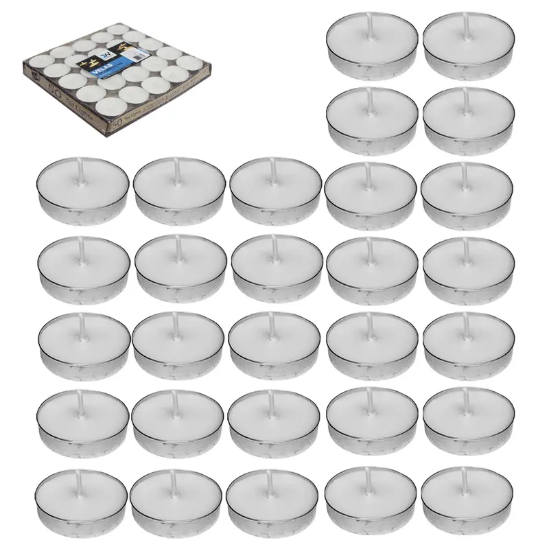 VELA DECORATIVA FLUTUANTE / RECHAUD BRANCA COM 50 PECAS 3,5CM DE Ø