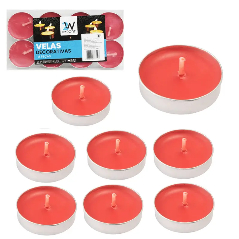 VELA DECORATIVA FLUTUANTE VERMELHA COM 8 PECAS 3,5CM DE Ø