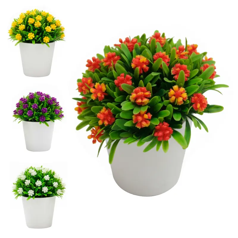 FLOR PERMANENTE COM VASO DE PLASTICO REDONDO SORTIDAS 12X7,5X5,6CM VCF