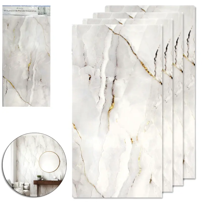 PAPEL DE PAREDE PLACA AUTOADESIVO MARMORE COM 4 PECAS 60X30CM