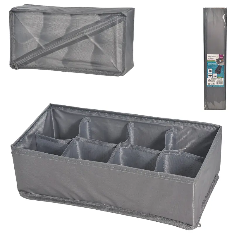 CAIXA ORGANIZADOR OXFORD (PVC/TNT) DOBRAVEL MULTIUSO COM 8 DIVISORIAS 30X16X10CM