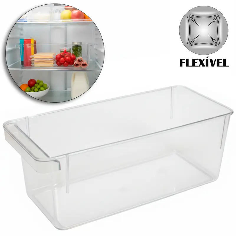 ORGANIZADOR DE PLASTICO PET FLEXIVEL RETANGULAR COM ALCA CLEAR 2,2L 26,8X11,2X10,2CM