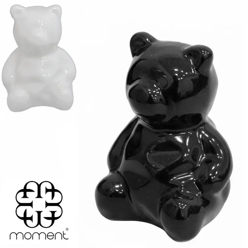 ENFEITE URSO DE PORCELANA PRETO / BRANCO 6X4,5X4,5CM