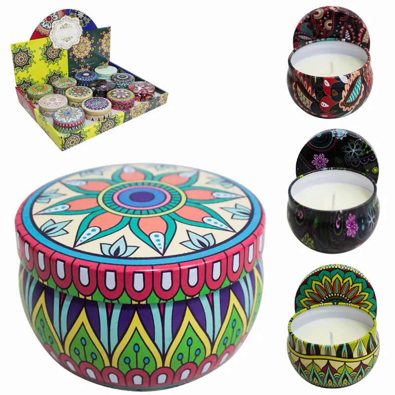 VELA DECORATIVA AROMATICA POTE DE METAL REDONDO BOJUDO