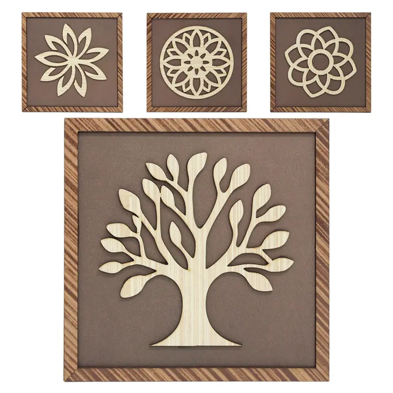 QUADRO DECORATIVO 19X19CM DE MADEIRA MDF HARMONIA RUSTICA