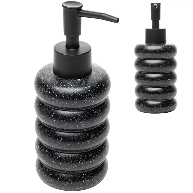 PORTA SABONETE LIQUIDO DE PORCELANA REDONDO ELIPSE PRETO 280ML