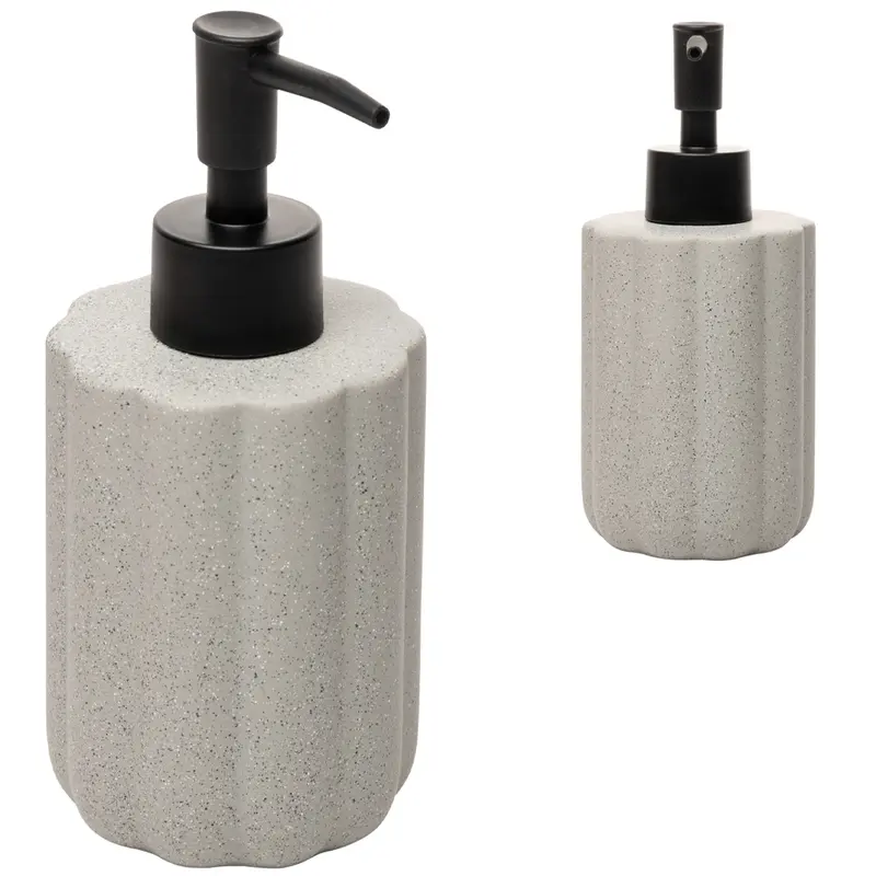 PORTA SABONETE LIQUIDO DE PORCELANA REDONDO GRANILITE GEOMETRIC CINZA 300ML
